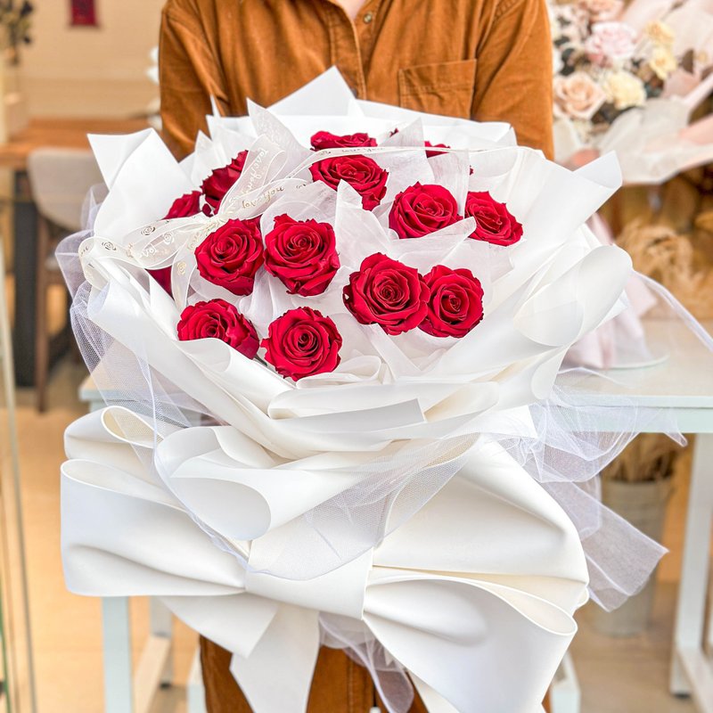 [Love You Forever] Valentine's Day Proposal Bouquet Large Rose Bouquet Everlasting Flower Bouquet/Birthday - ช่อดอกไม้แห้ง - พืช/ดอกไม้ สีแดง