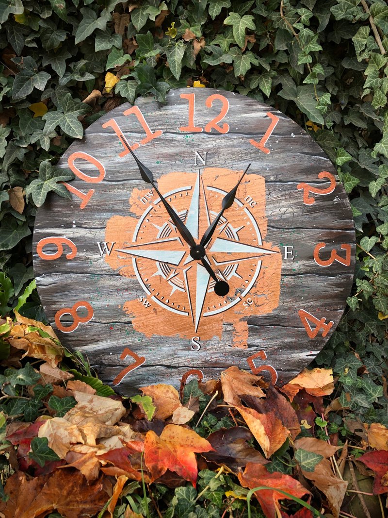 Large Wall Clock Rose Wind 26inch 66cm Rustic Loft Nautical Compass Wall Clock Shop