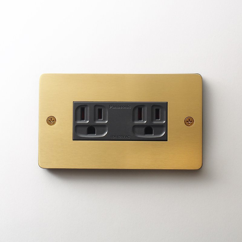 Standard switch panel hairline gold with Panasonic international brand 5.5mm circuit double socket set - โคมไฟ - สแตนเลส 