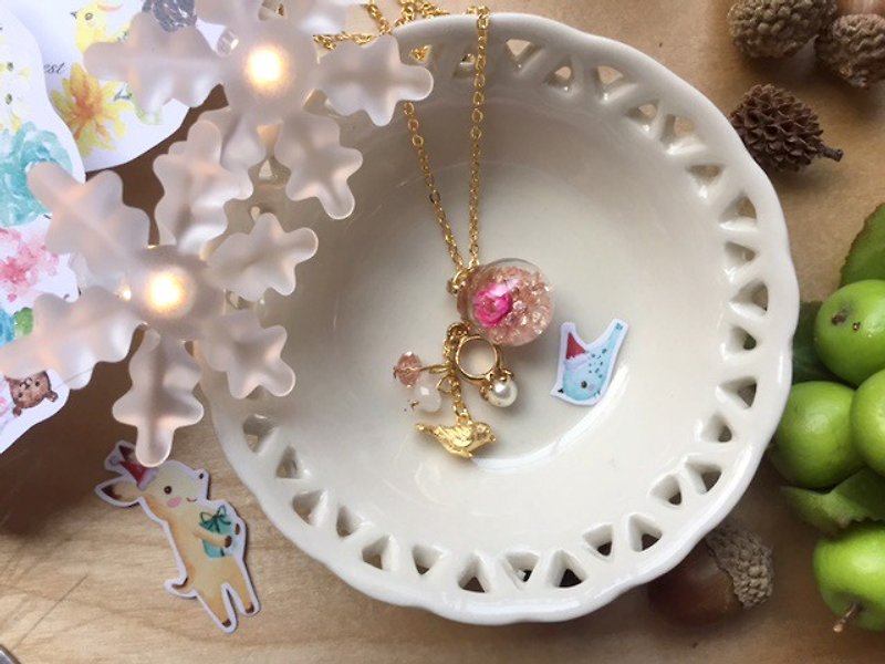 Zoe's forest sparrow Bubble Ball Necklace - Necklaces - Other Metals 