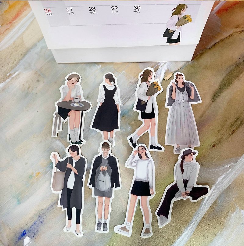 Simple fashion girl stickers - สติกเกอร์ - กระดาษ 