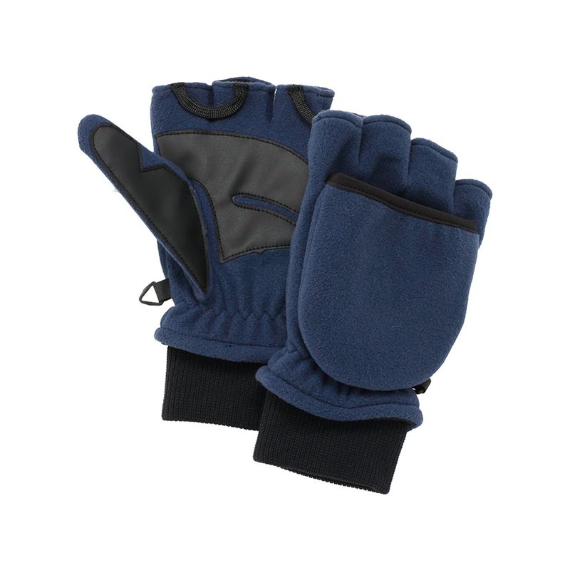 [Wildland Wilderness] Windproof Warm Flip Gloves Neutral Dark Blue W2012-72 - ถุงมือ - เส้นใยสังเคราะห์ สีน้ำเงิน