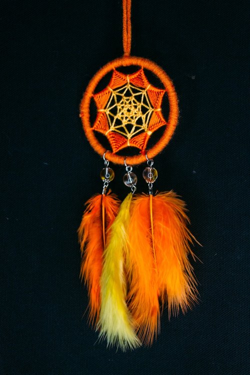Mr.SkullyPop 純手工捕夢網 Handmade Dreamcatcher-【編織-橘】