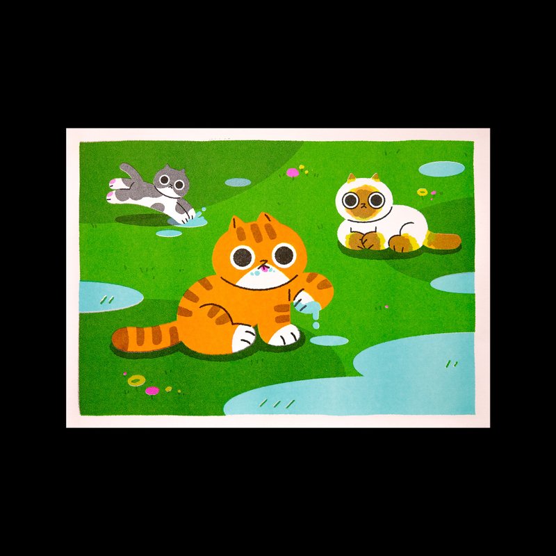 RELAX Kitten Riso Print Poster Original Independent Poster Comic Monster Workshop - อื่นๆ - กระดาษ หลากหลายสี