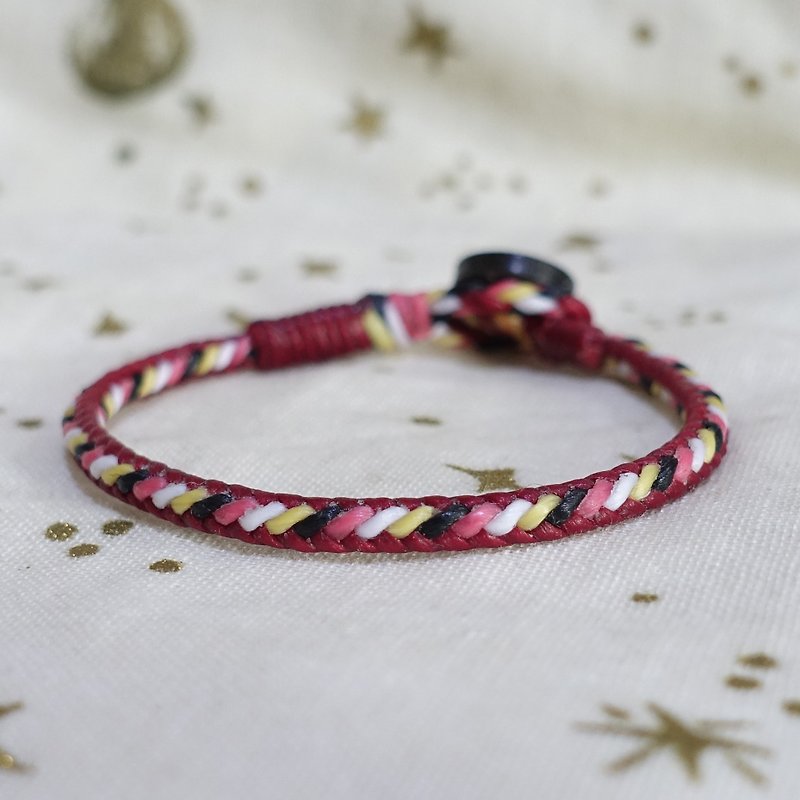 Japanese style│Classic braided diagonal style│Waterproof Wax line surf bracelet and anklet - Bracelets - Waterproof Material Red