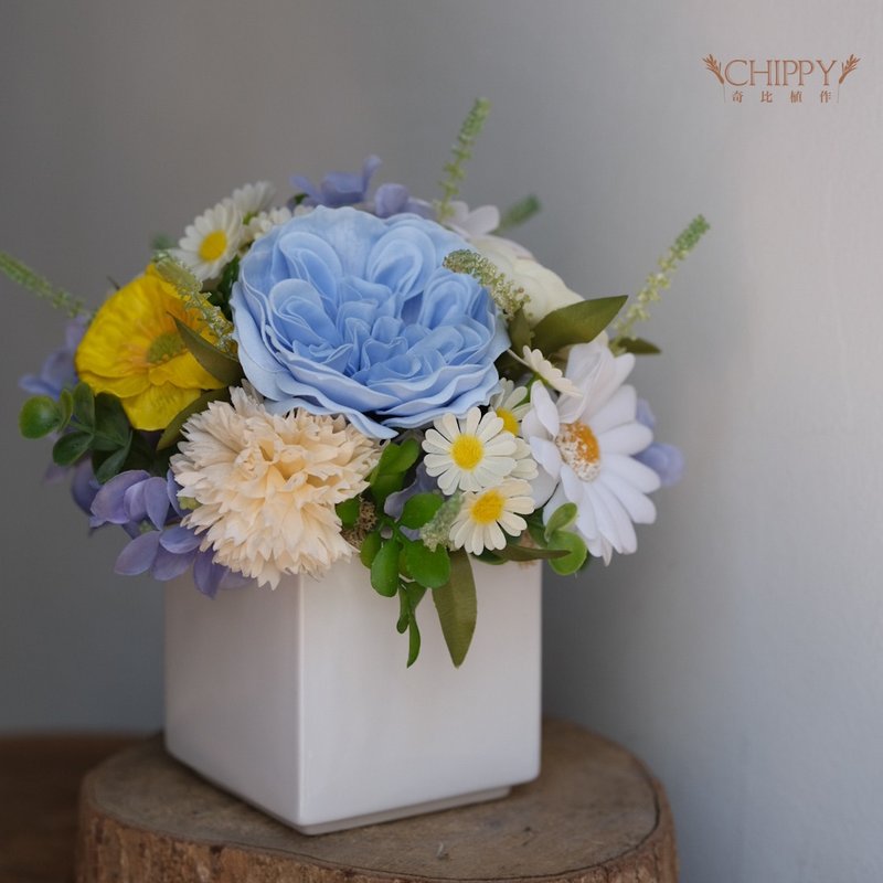 Fragrance flower gift-soap flower small potted flower refreshing blue - ของวางตกแต่ง - วัสดุอื่นๆ 