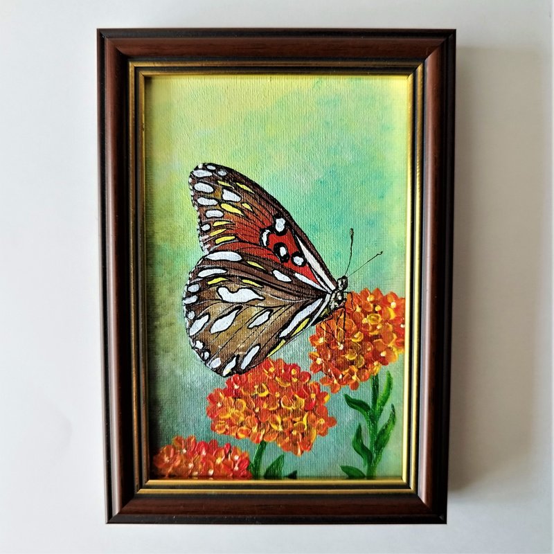 Butterfly Acrylic Painting Insect Artwork | Small Wall Decor Art - 壁貼/牆壁裝飾 - 壓克力 多色