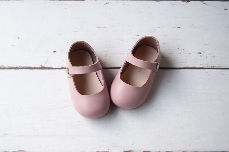 粉色真皮嬰兒鞋 學步鞋 女寶寶禮物 週歲照 手作鞋 花童 周歲禮物 - 男/女童鞋 - 真皮 粉紅色