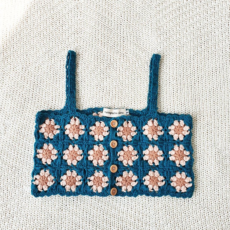 Daisy Crochet Cami Strap - Other - Cotton & Hemp Blue