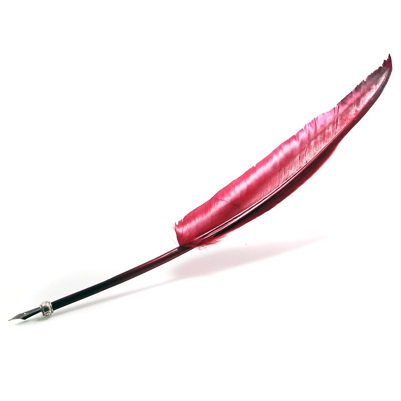 手工羽毛筆-沾水筆-鋼筆尖-紅/加長型 - 鋼筆 - 其他材質 紅色