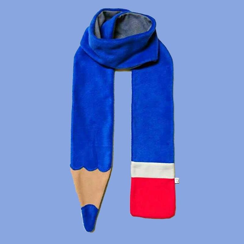 【限量商品】鉛筆圍巾。藍鉛筆 / 圍巾 / 冬季限定 / 耶誕溫度 - 絲巾 - 棉．麻 藍色