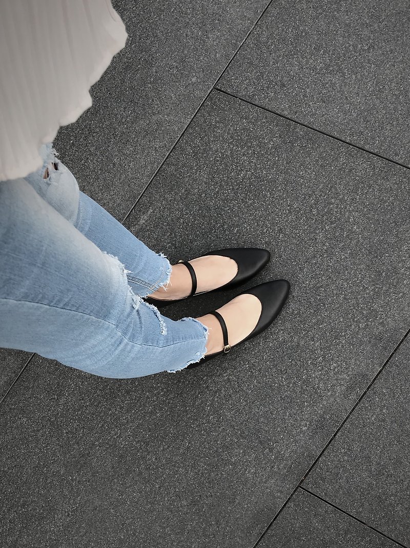 Mary Jane Black (Black) Low Heels Mary Jane | WL - Women's Oxford Shoes - Genuine Leather Black