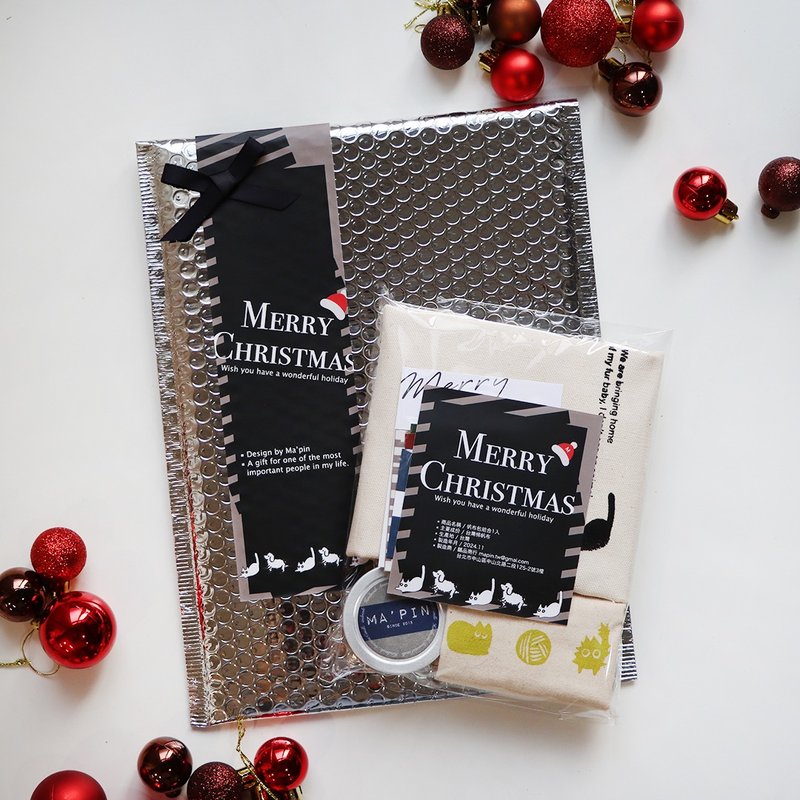 【聖誕禮盒 交換禮物】喵星人帆布包組合/原色 - 側背包/斜背包 - 棉．麻 白色