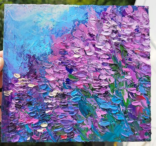 Vikenty Art Shop Lavender Field, Lavender Fairytale Flowers, Original Flower Art
