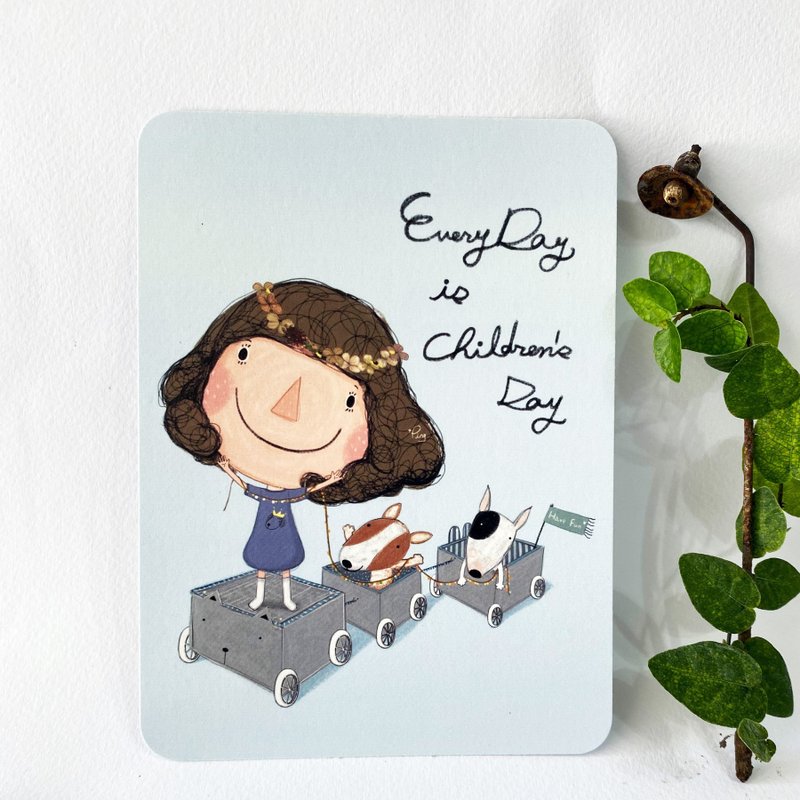 Universal Card/Blessing Card/Thank You Card/Dolly Dolly/Everyday is Children’s Day - การ์ด/โปสการ์ด - กระดาษ สีน้ำเงิน