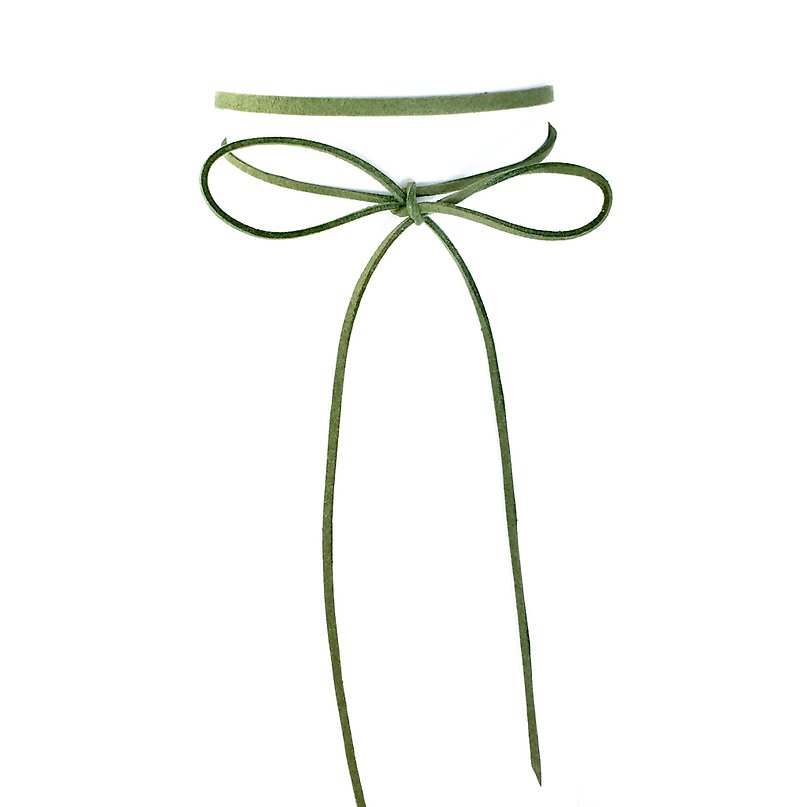 Classic Rope Necklace-Grass Green - สร้อยคอ - หนังแท้ สีเขียว