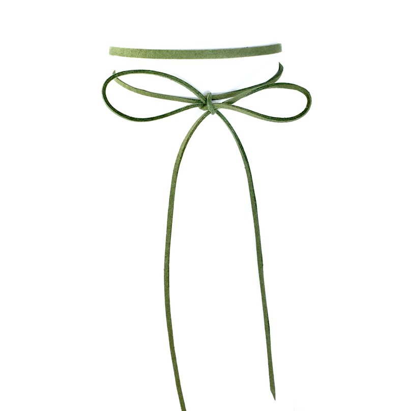 Classic Rope Necklace-Grass Green - สร้อยคอ - หนังแท้ สีเขียว