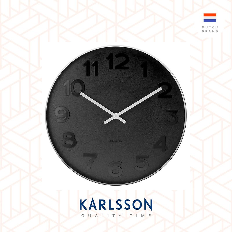 Karlsson 37.5cm wall clock Mr.Black numbers steel case - 時鐘/鬧鐘 - 其他金屬 黑色
