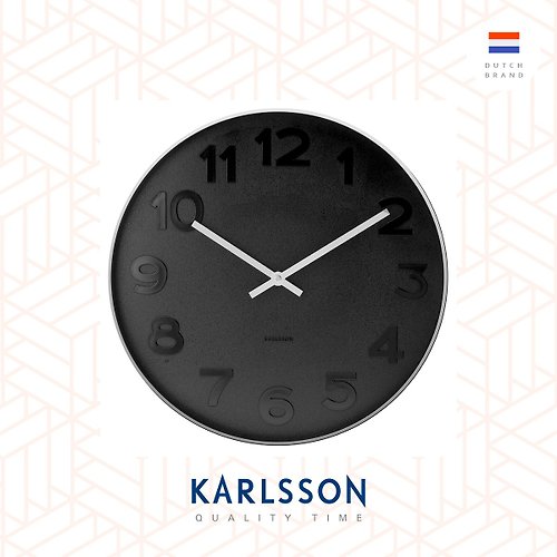 Ur Lifestyle Karlsson 37.5cm wall clock Mr.Black numbers steel case