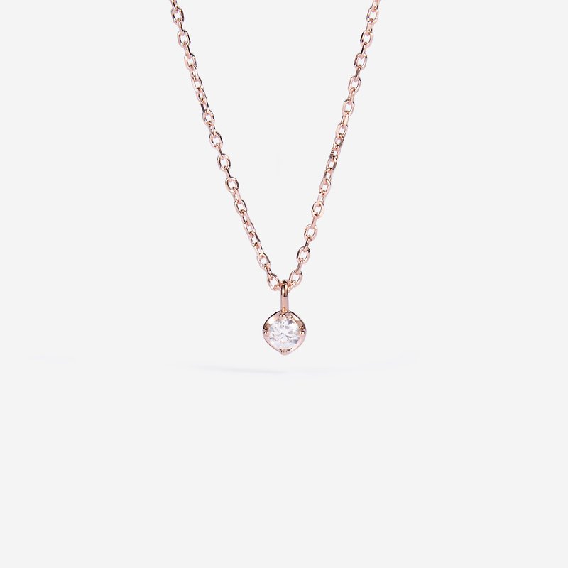 Small Crown Solitaire Sterling Silver Necklace | Premium Stone. Classic and versatile - สร้อยคอ - เงินแท้ 