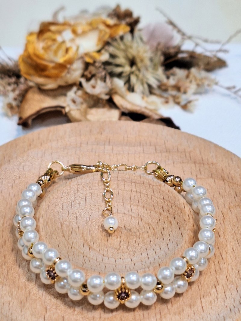 ホワイトパール14Kゴールドブレスレット - ブレスレット - シェル 