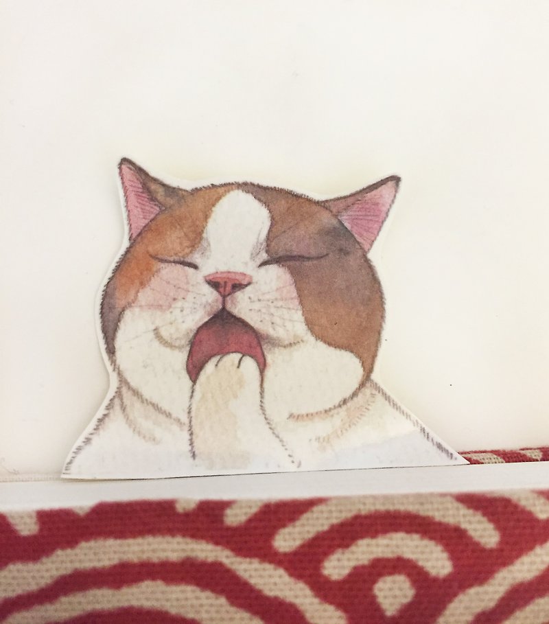 lazy cat悠閒小日子貓咪貼紙 - 貼紙 - 紙 卡其色