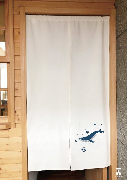 I . A . N Design (多色款選擇) 深藍52Hz-有機棉絹印日式中門簾 Organic Cotton