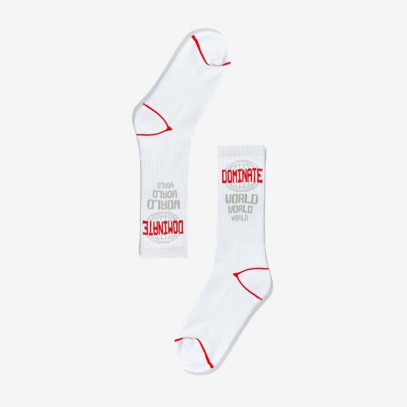 World Globe Jacquard Stockings::White:: - Socks - Cotton & Hemp White