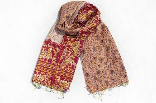 omhandmade 手工縫紗麗布絲巾/絲綢刺繡圍巾/印度絲綢刺繡絲巾-法式風宮殿