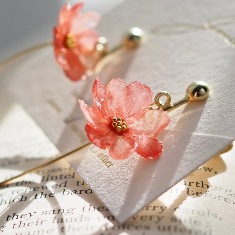 Mino Washi Autumn Cherry Blossom (Pink) Clip-On - Earrings & Clip-ons - Paper Pink