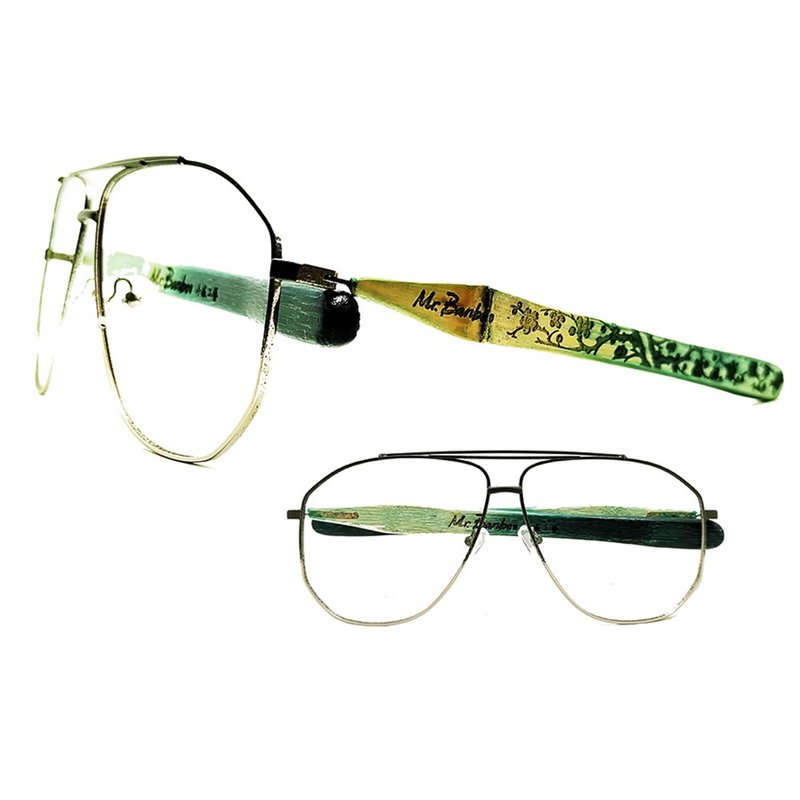 Big Head King Mirror Circle Big Window Flower Series Hanmei-07 - กรอบแว่นตา - ไม้ไผ่ สีน้ำเงิน