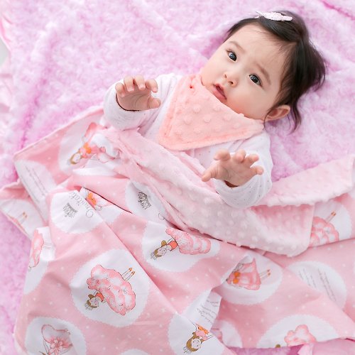Cutie Bella 美好生活精品館 Minky多功能 點點顆粒 攜帶毯嬰兒毯冷氣毯被 粉色-小公主