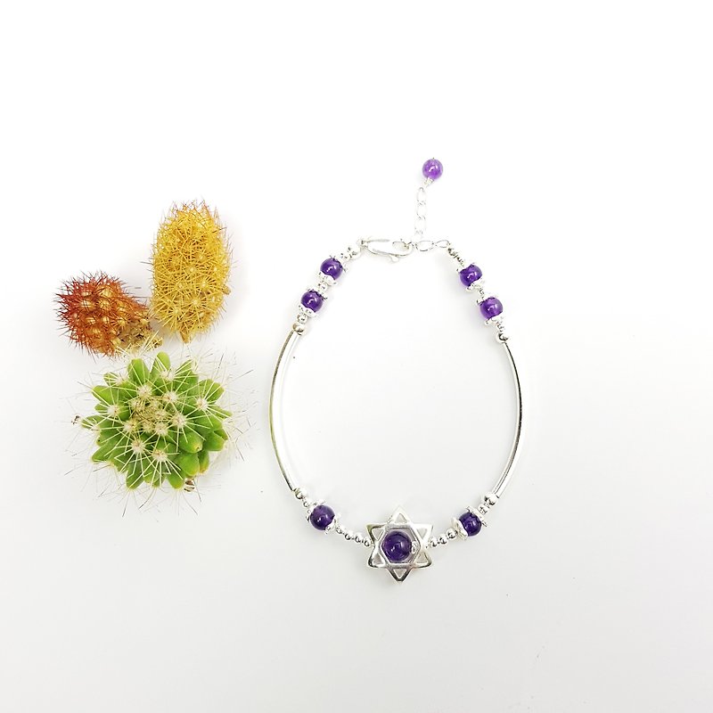 Shining Amethyst Sterling Silver Bracelet_February Birthstone - Bracelets - Gemstone Purple