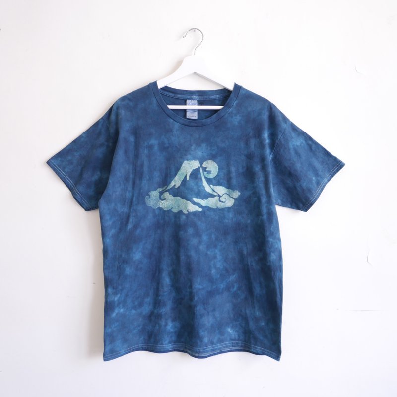 Fuji Mountain | Tie dye T-shirt Men/Women - เสื้อยืดผู้หญิง - ผ้าฝ้าย/ผ้าลินิน สีน้ำเงิน