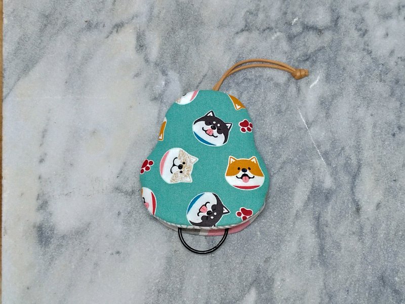 Laughing Shiba Inu (Lake Water Green) Pear Shape Key Case【K181212】 - Keychains - Cotton & Hemp Multicolor