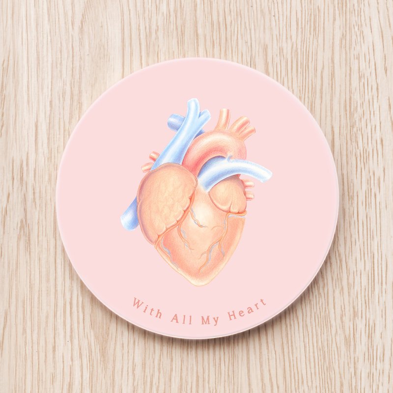 Wholeheartedly for your heart ceramic coaster / anatomical biological science organ customization - Coasters - Porcelain Pink