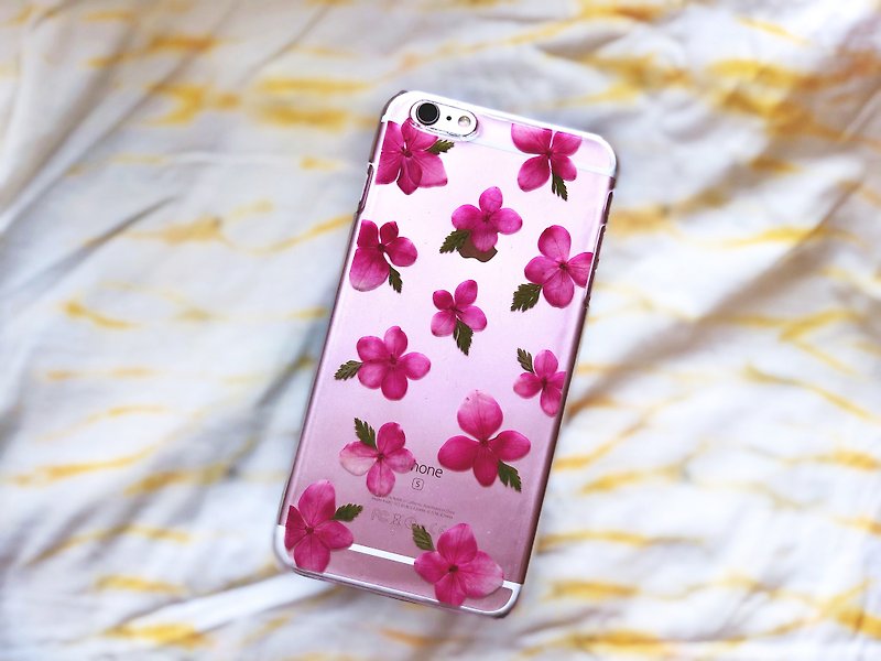 Pressed flower phone case | Hydrangea | Hydrangea | pressed flower phone case - เคส/ซองมือถือ - พืช/ดอกไม้ สีแดง