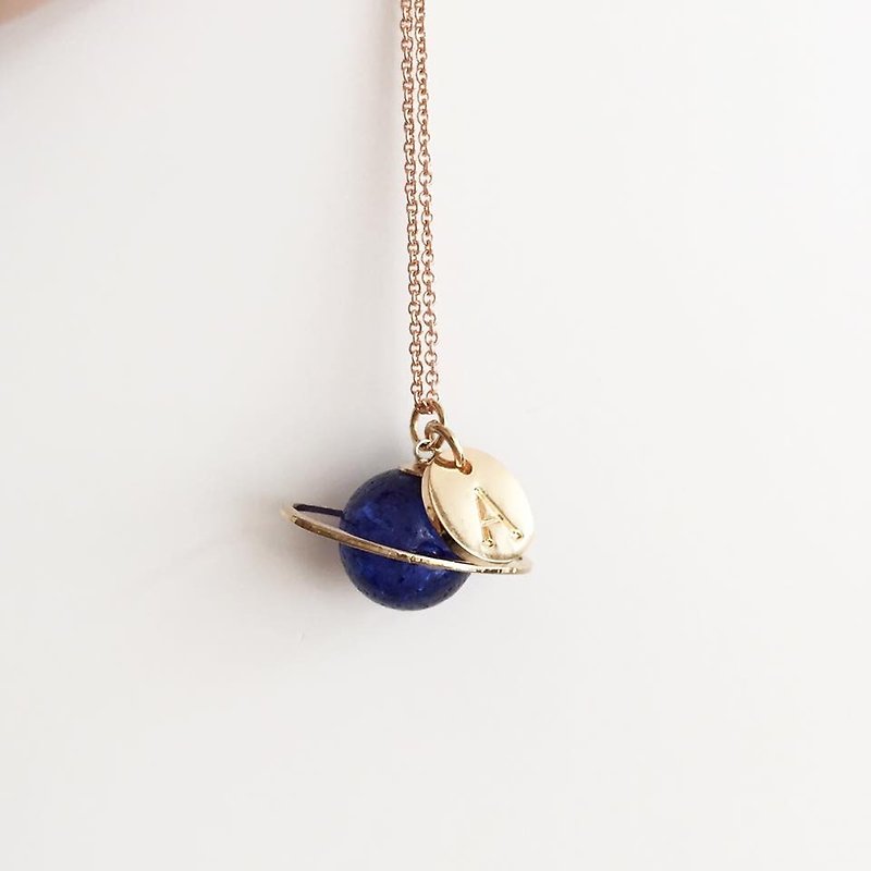 Blue Planet personalozed necklace - สร้อยติดคอ - วัสดุอื่นๆ สีน้ำเงิน