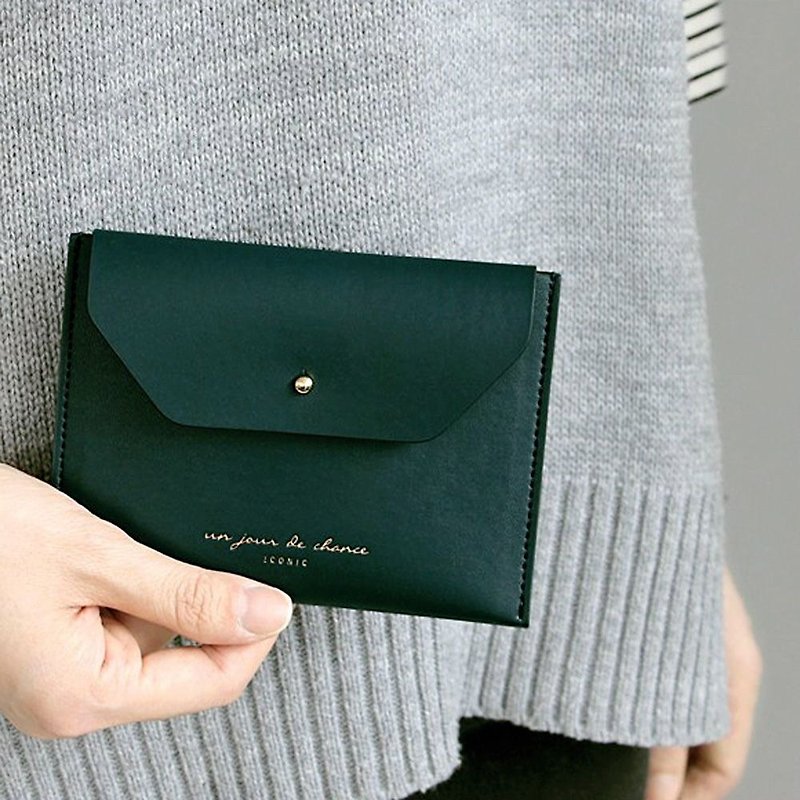 ICONIC staff style leather ticket holder purse L-peacock green, ICO52163 - Card Holders & Cases - Faux Leather Green