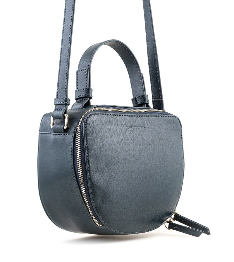 J Collection: Lambskin Crossbody Bag_Navy Blue - Messenger Bags & Sling Bags - Genuine Leather Blue