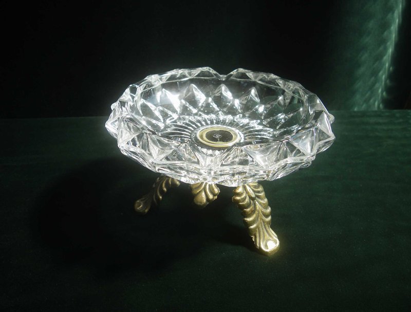 【OLD-TIME】Early second-hand Italian heavy crystal glass ashtray - กล่องเก็บของ - วัสดุอื่นๆ 