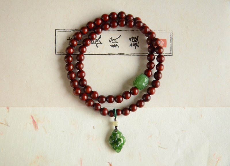 [拂 sleeve] lobular rosewood jasper traditional literary bracelet - Bracelets - Wood Red