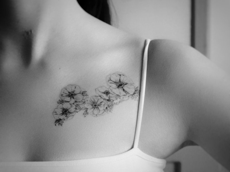 【Flower of the Wind】Tattoo stickers - สติกเกอร์ - กระดาษ สีดำ