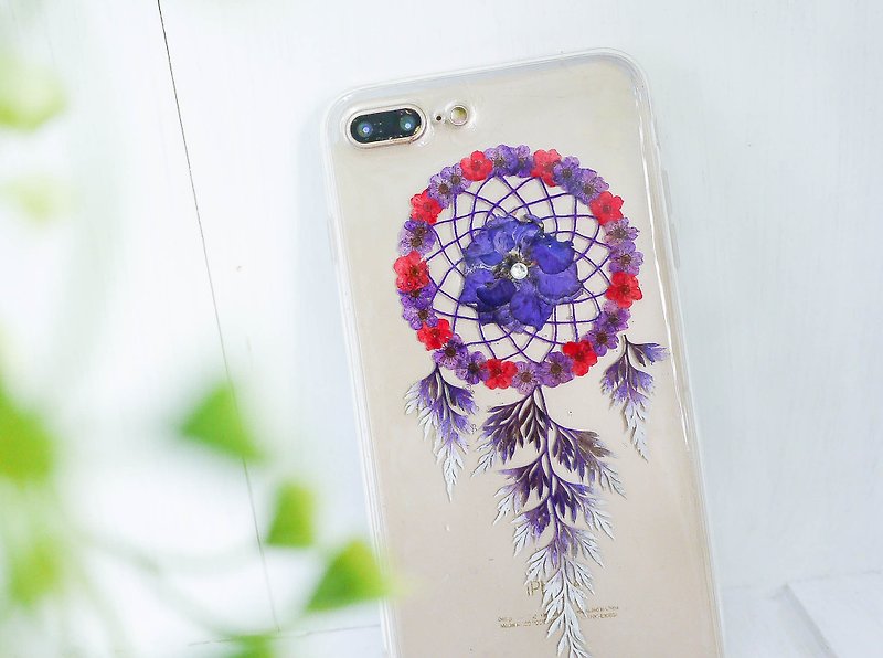Pressed Flower Dreamcatcher Phone Case | Purple & Red - Phone Cases - Plants & Flowers Purple