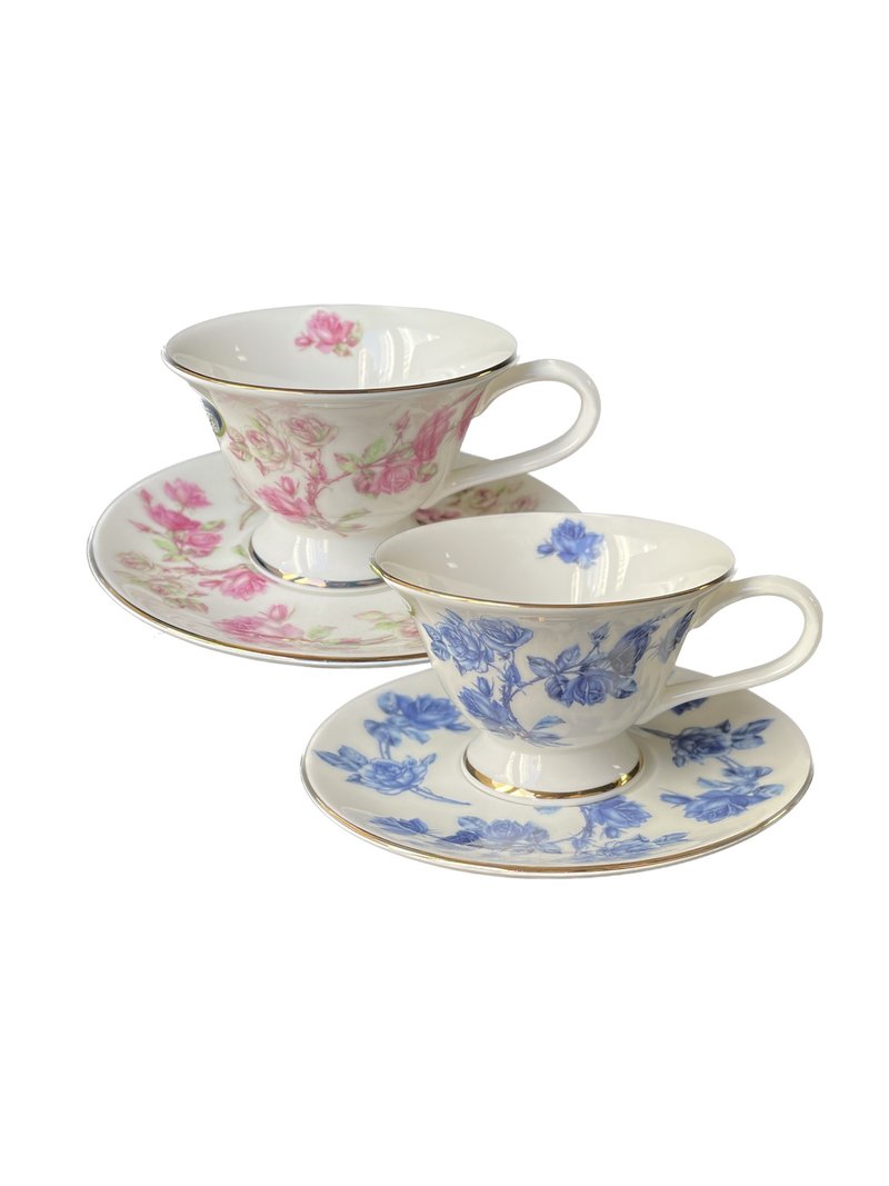 British Aynsley red and blue rose series bone china mocha coffee cup and tray set 80ml 2 types to choose from - Teapots & Teacups - Porcelain Red