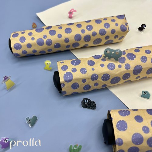Prolla 保羅拉精品雨傘 普普點點|黑膠日系圖騰系列|外出便攜NO.1|輕量遮雨遮陽|黑膠寬型