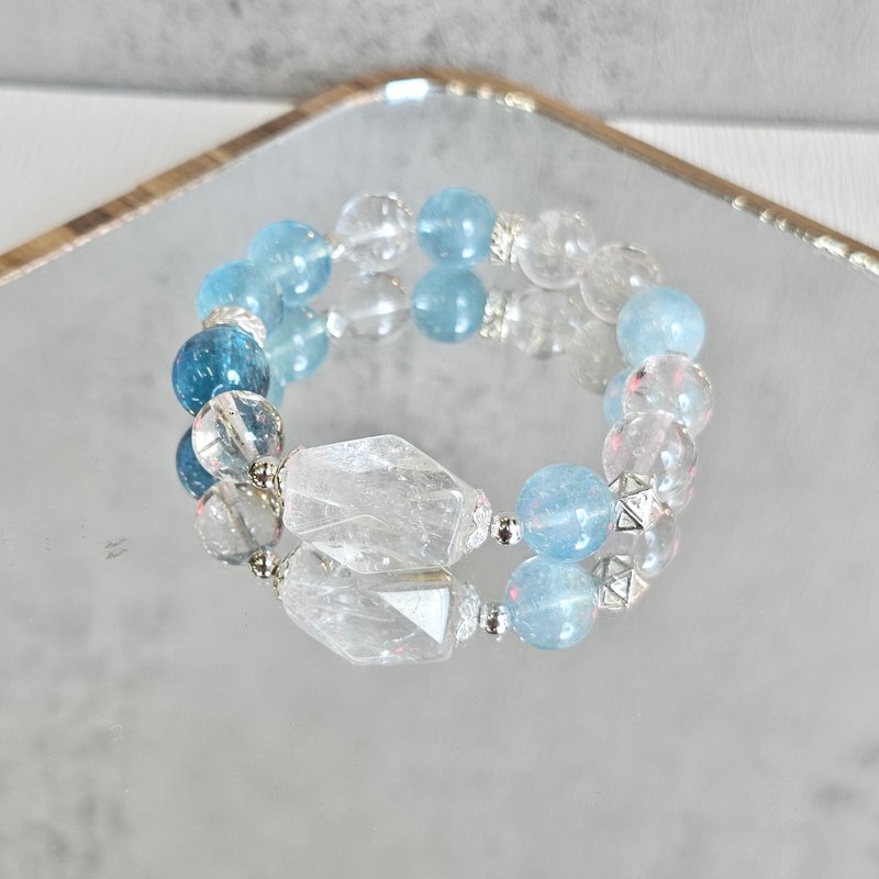 Xianghai White Crystal | The King of Crystals balances the body and mind and strengthens communication, Devil's Blue Aquamarine, White Shining - สร้อยข้อมือ - คริสตัล สีน้ำเงิน