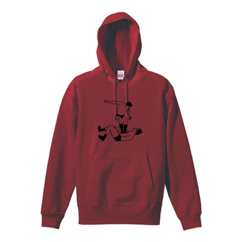 Foot stamp sweatshirt hoodie - เสื้อฮู้ด - ผ้าฝ้าย/ผ้าลินิน สีแดง