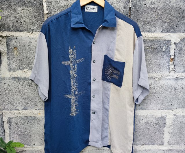 【感謝価格】 Vintage Troy Bros Native Mind Embroidered Casual Shirt トップス