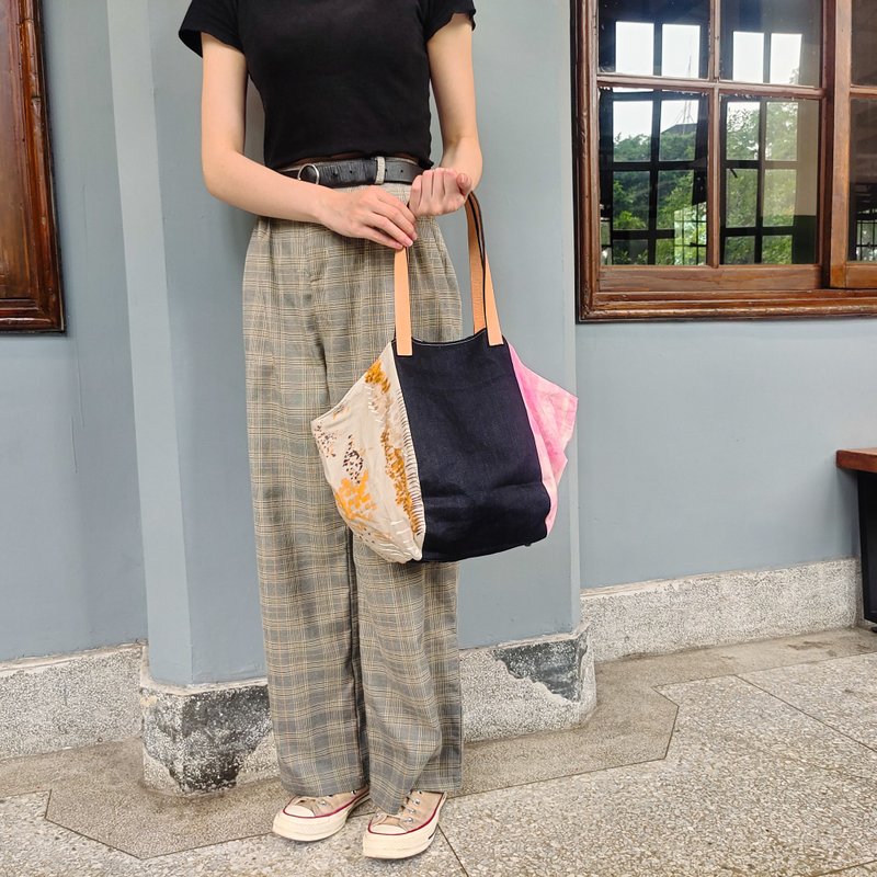 Vibrating sleeves-three-dimensional tote bag-Japanese designer series - Handbags & Totes - Cotton & Hemp Multicolor